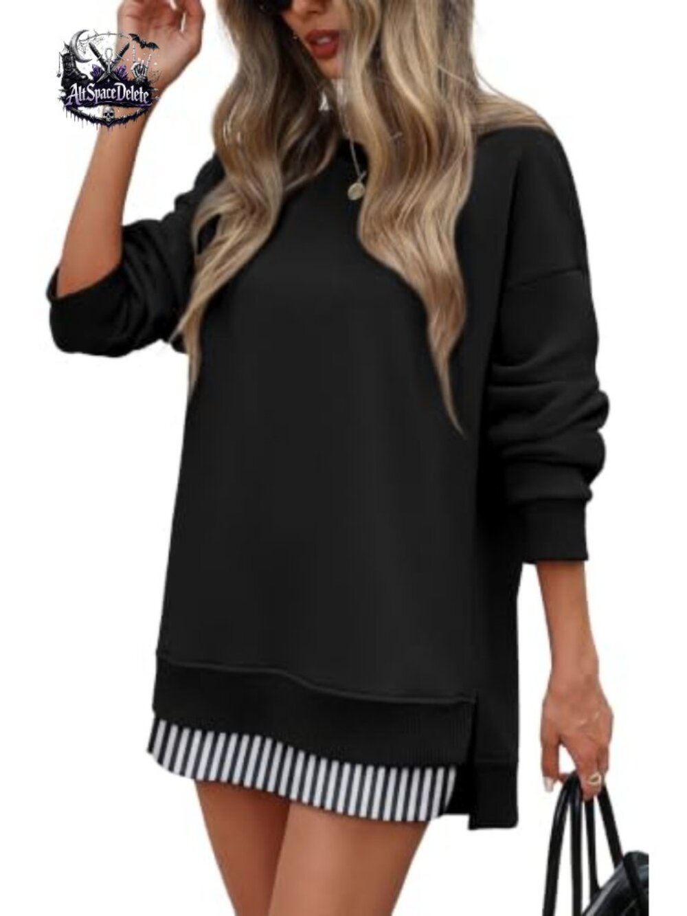 Womens Oversized Crewneck Sweatshirt Tunic Top Long Sleeve Pullover